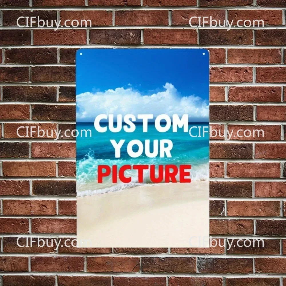 8×12Inch Customizable Metal Plaque Personalized Custom Picture Logo Waterproof Wall Decor Gift for Pub Cafe Home Office Garden