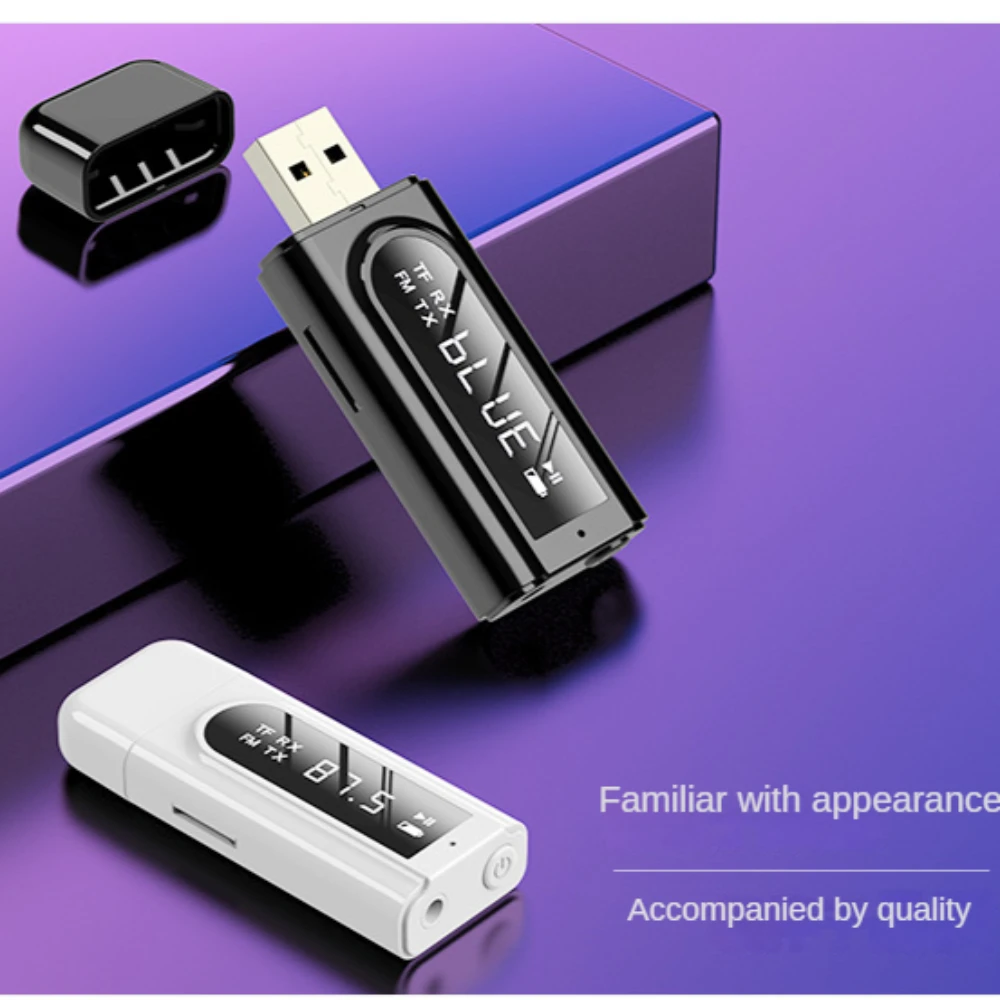 Bluetooth 5.0 Audio Receivers Transmitter Adapter USB Car FM Bluetooth Receiver MP3 Play Aux Audio Dual Output Stereo Boombox