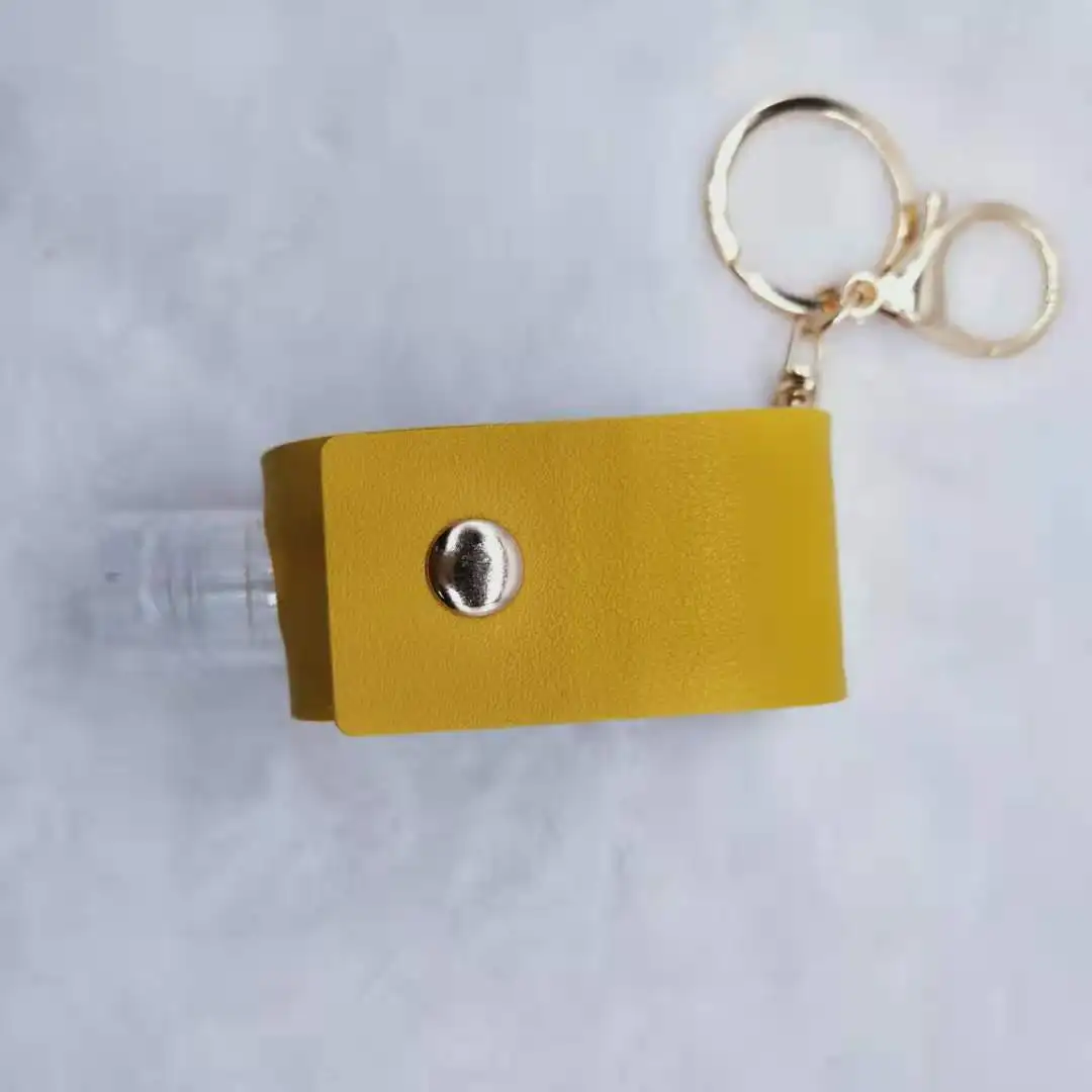 30ml Hand Sanitizer Bottle PU Leather Portable Travel Disinfect Gel Bottles Refillable Bottles with Keychain Holder