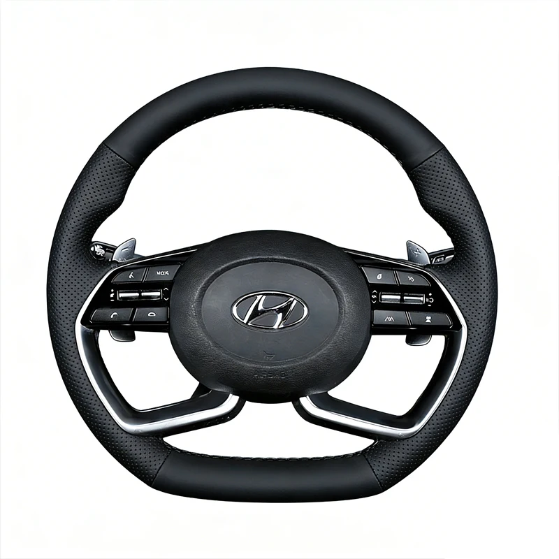 

Чехол на руль из кожи ручной работы для Hyundai Avante, Santa Cruz, Tucson, Plug I20, Tucson CN7, противоскользящий, на заказ