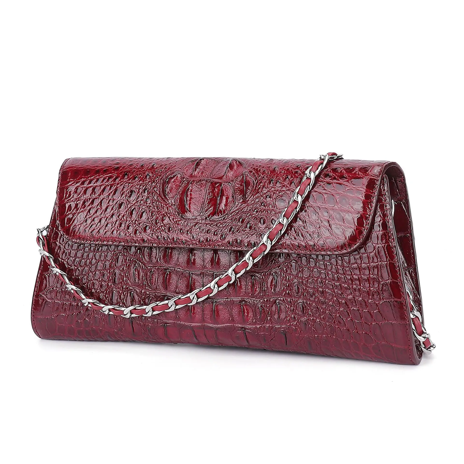 2023 New Luxury Crocodile Skin Women's Clutch Bag Fashion Lady Dinner Bag Genuine Leather Blique Straddle Women's Small Bag 50