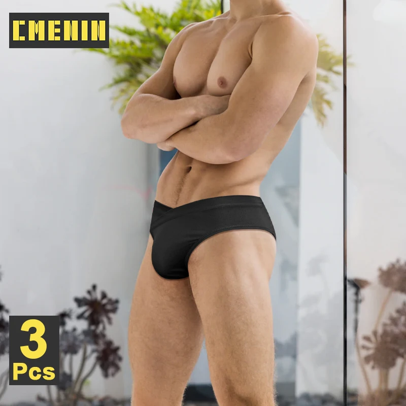 

CMENIN 3 шт. нижнее белье из модала телесного цвета, дышащие сексуальные мужские трусы, трусики с большой промежностью, мужские трусы, мужские трусы для геев