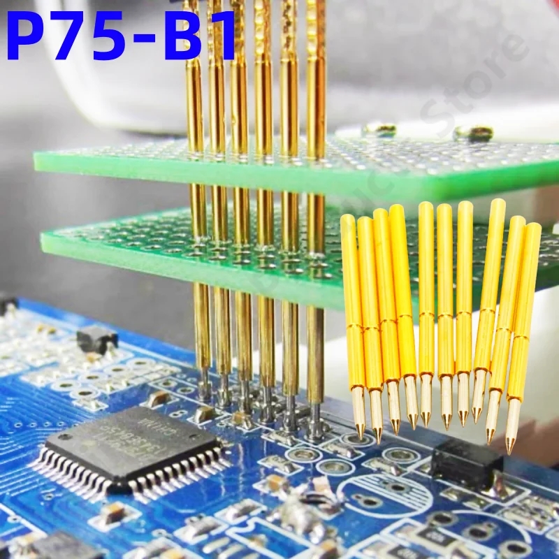 20/100 Uds P75-B1 sonda de prueba de Pin de prueba de resorte P75-B herramienta de prueba eléctrica ICT FCT PCB 0,66/1,02/16,3mm aguja punta afilada cabeza Pogo Pin