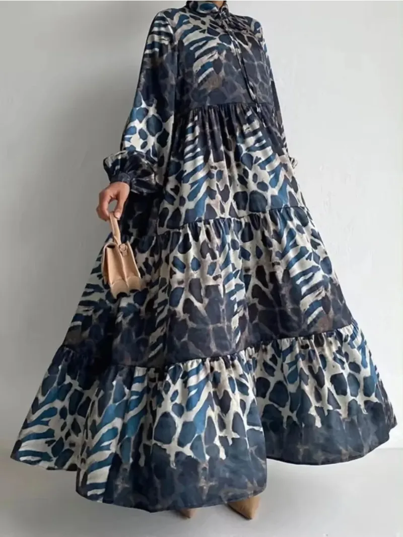 

Ramadan Eid Muslim Women Abaya Leopard Print Dresses Jalabiya Long Robe Morocco Dubai Abayas Kaftan Islam Arabic Vestidos Largos