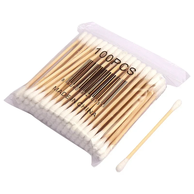 500/1000pcs Double-Headed Wood Cotton Swabs for Nose & Ear Cleaning Women's Makeup Tools Lipstick Remover Cotton Tip Sticks