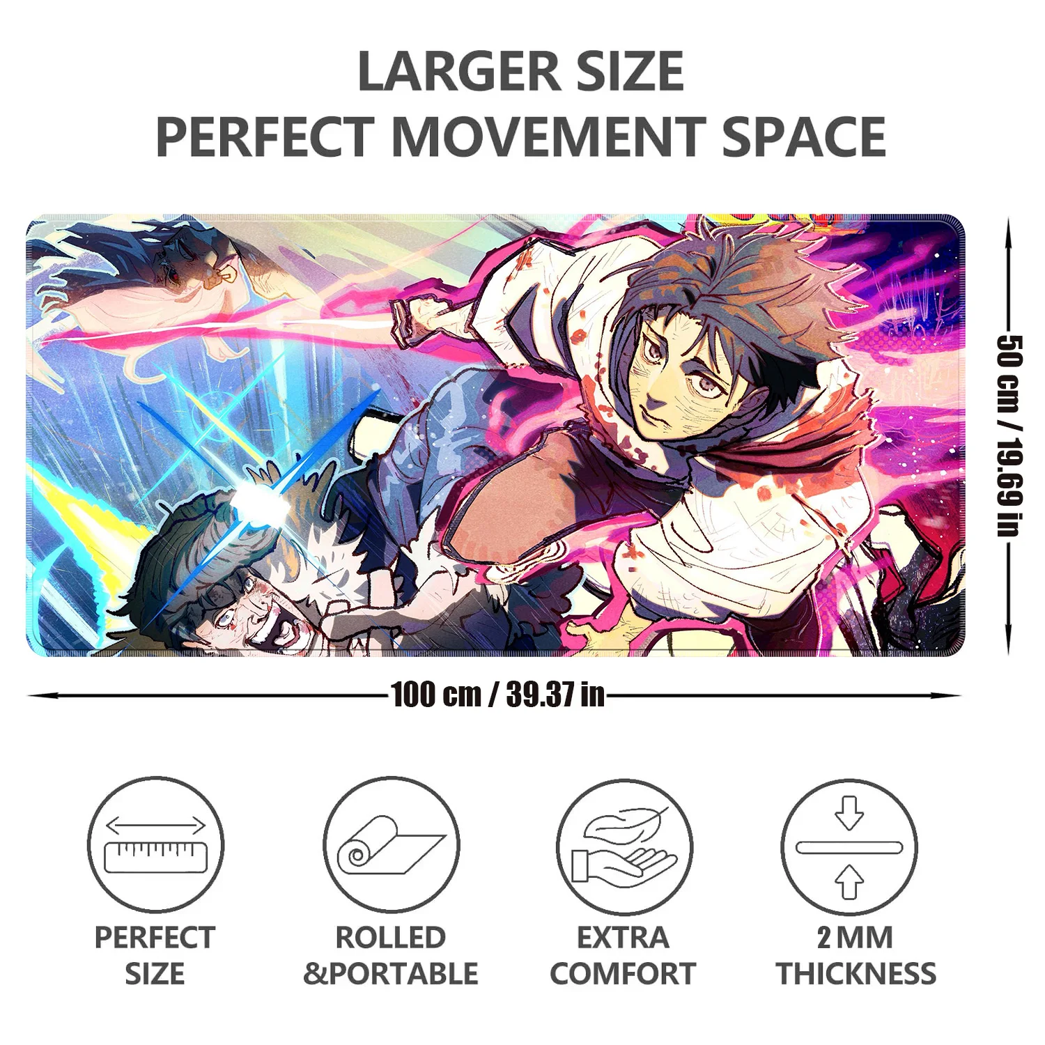 HD Anime Purple Mouse Pads Yuta Okkotsu Gaming Keyboard Rug Laptop Mousepad PC J-Jujutsu Kaisen Gamer Cabinet Extended Desk Mat view 6