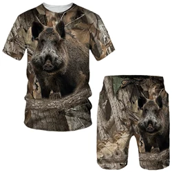 Camo Hunting Animal Tracksuit Camouflage 3D Print Men Fashion Short Sleeve T-Shirts Shorts Sets Streetwear Sportswear Kids Suits