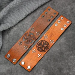 Rock Retro Cowhide Men's Bracelet Punk Double-layer Cowhide Men's Bracelet Wide Leather Woven Rope Bracelet Couple Gift