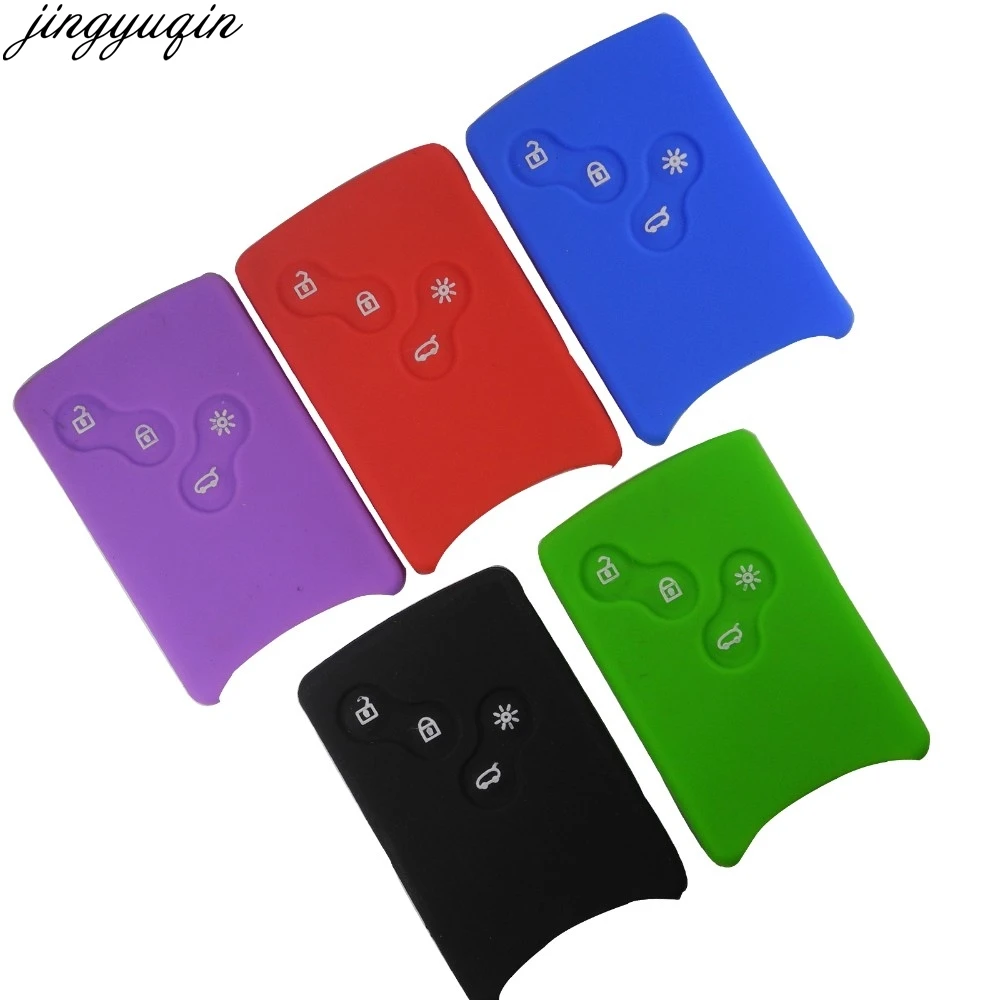 

Jingyuqin 4 Buttons Silicone Rubber Car-Styling Key Cover Case Protector For Renault Clio Logan Megane 2 3 Koleos Scenic Card