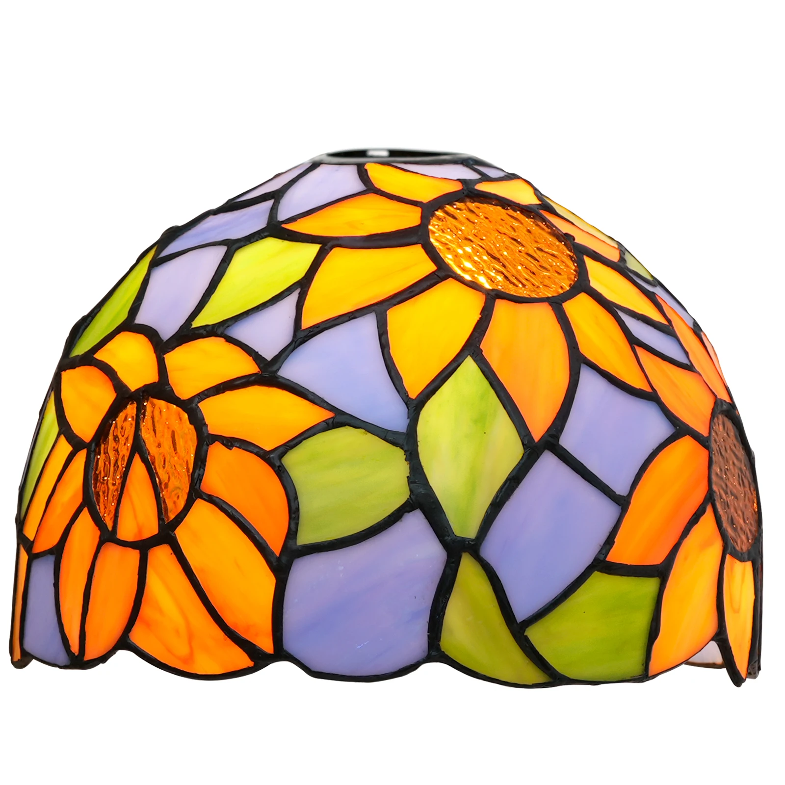 Blue Sunflower Style Lamp Shade Replacement 8 Inch Stained Glass Lampshade Only for Wall Light Ceiling Fixture Hanging Light