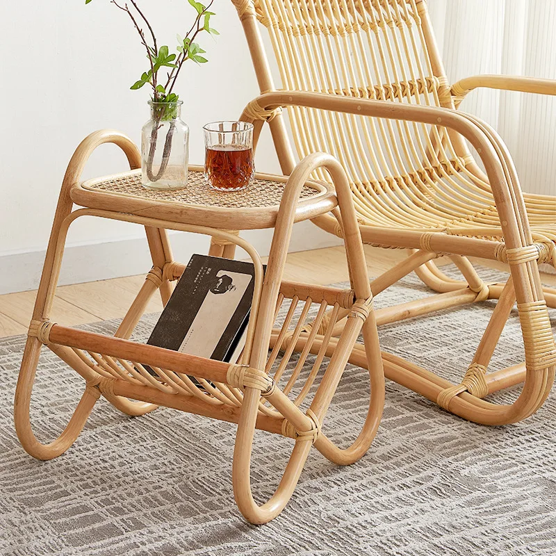 Japanese Rattan Coffee Table  Handcrafted DualLayered Practical Elegance for Home Interiors Sustainable Furniture for Spaces