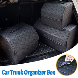 1Pc Car PU Leather Trunk Storage Box Portable Foldable Storage Car Multiuse Storage organization Car Trunk Bag Auto Storag Box -