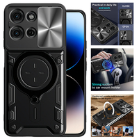 For Motorola Moto G75 5G Case Armor Magnetic Car Holder Ring Phone Case For Moto G75 G 75 MotoG75 Slide Lens Protect Back Cover