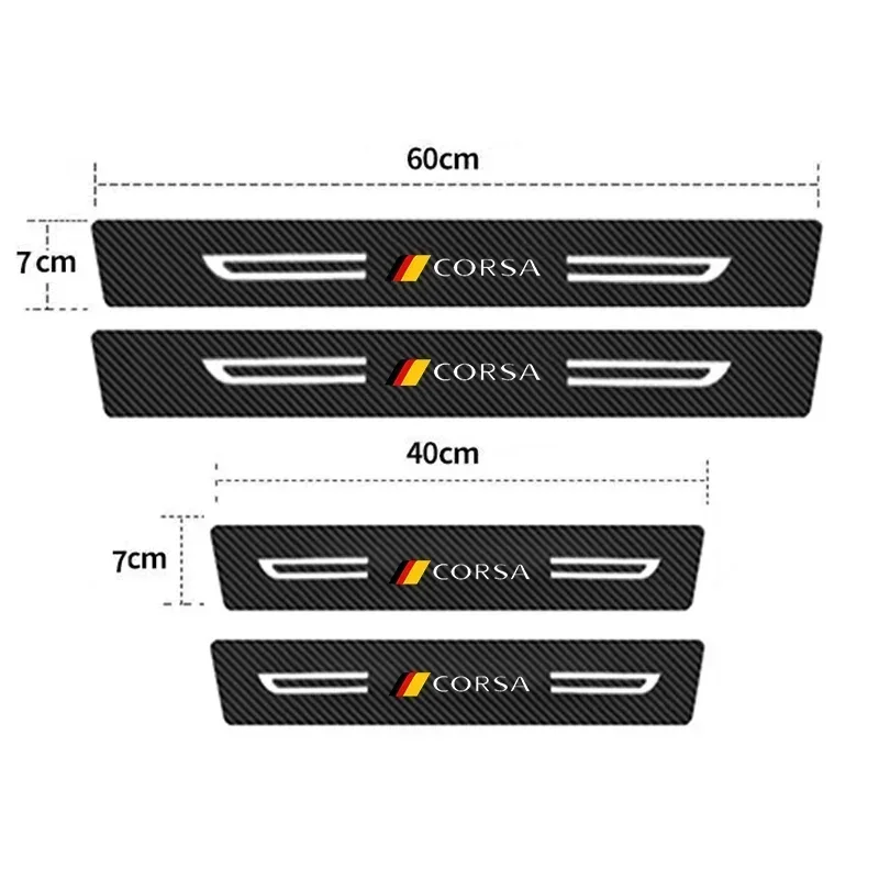 カーボンファイバーカードアシルプロテクター,スカッフプレート,オペルコルサ用の傷防止カバー,リアトランクバンパー,しきい値ガード,2023