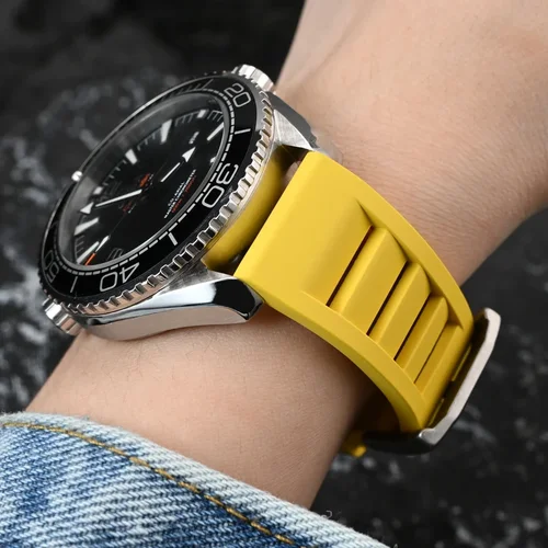 Correa FKM 19/20/21/22/24mm pulsera Universal de goma fluorada de liberación rápida para Tissot Seiko Casio para Omega MoonSwatch correa de reloj
