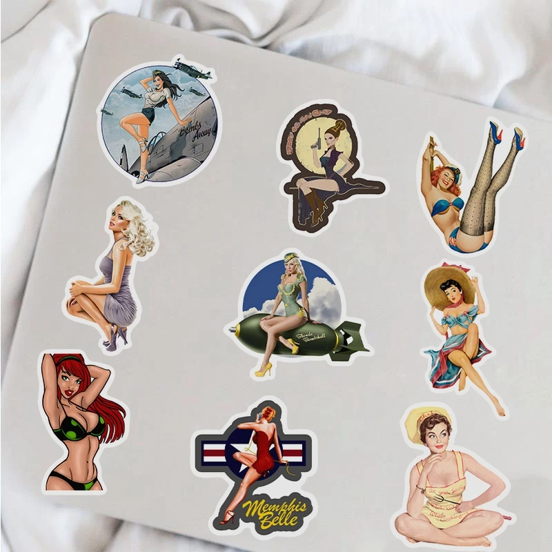 New World War II Sexy Pin up Girl Poster Stickers Waterproof DIY Laptop Motorcycle Car Luggage Skateboard Decal Sticker