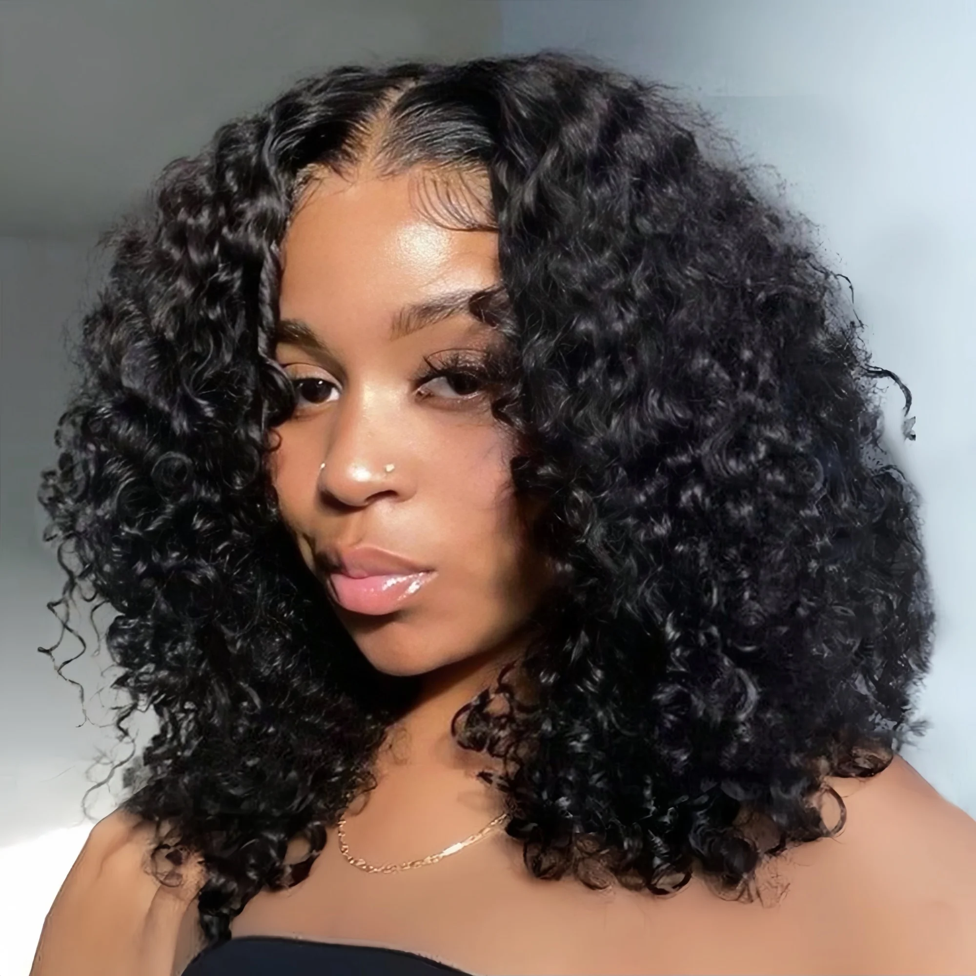 

13x6 Short Bob Curly Brazilian Hair 250% Density Water Deep Wave HD Transparent Lace Full Lace Frontal Wigs Real Human Hair For Black Women
