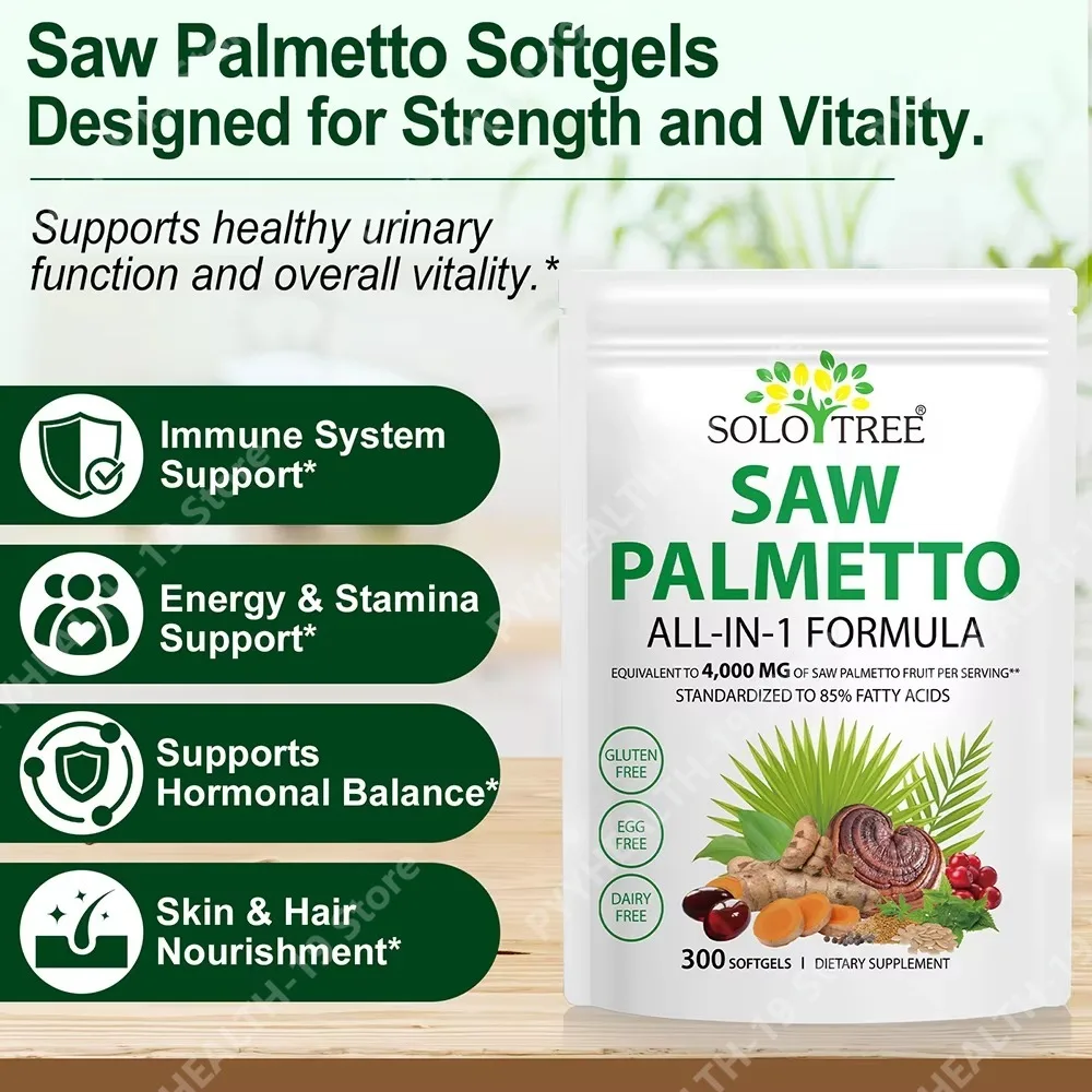 Saw Palmetto 4000mg Softgels, Supports Prostate Health, Urinary System, Healthy Bladder Function & Overall Performance,300 Count
