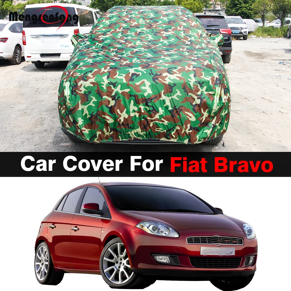 Camouflage Car Cover Waterproof Summer Anti UV Sun Winter Rain Snow Wind Dust Protection Cover For Fiat Bravo Ritmo 1995-2023