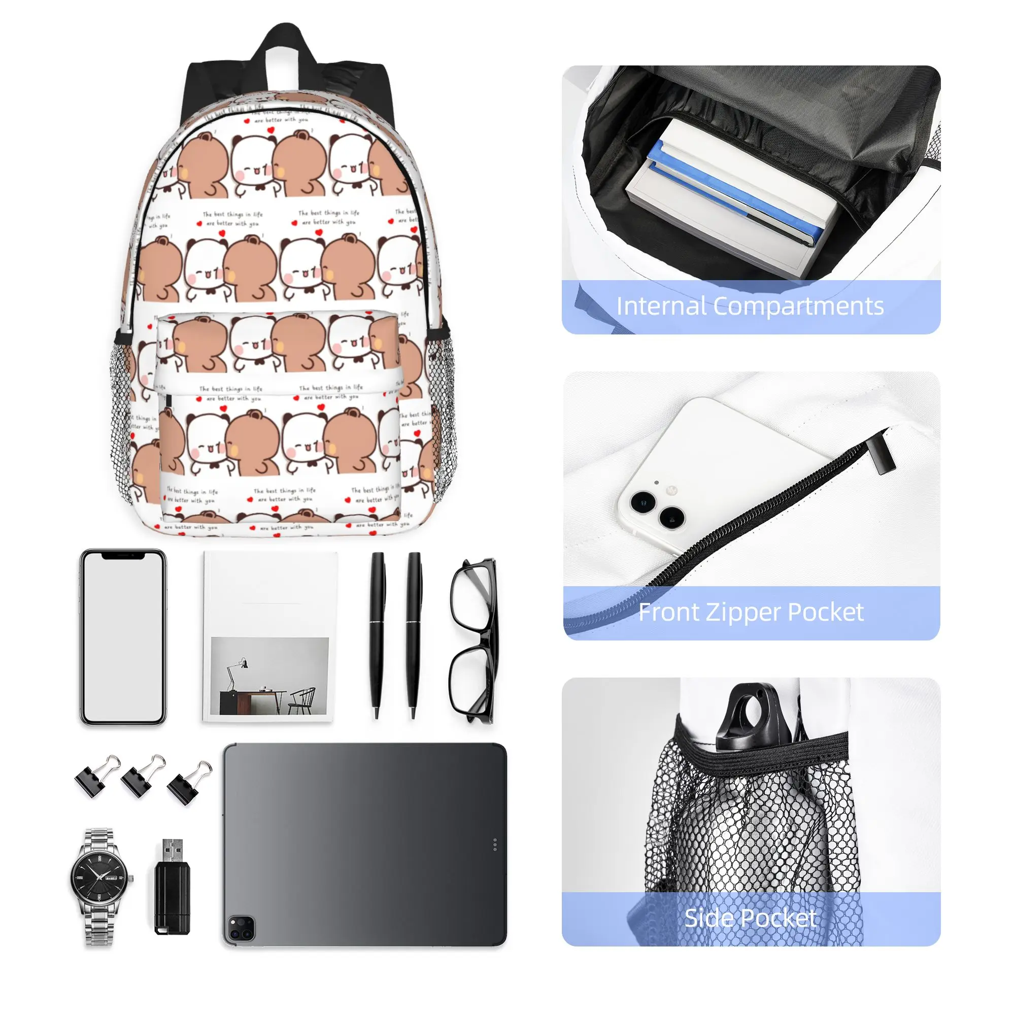 Peach And Goma Bubu Dudu Balloon Backpack Hot Sale Daypack Large Capacity Boy Girl BookBag Shoulder Bag for Men Women School Bag