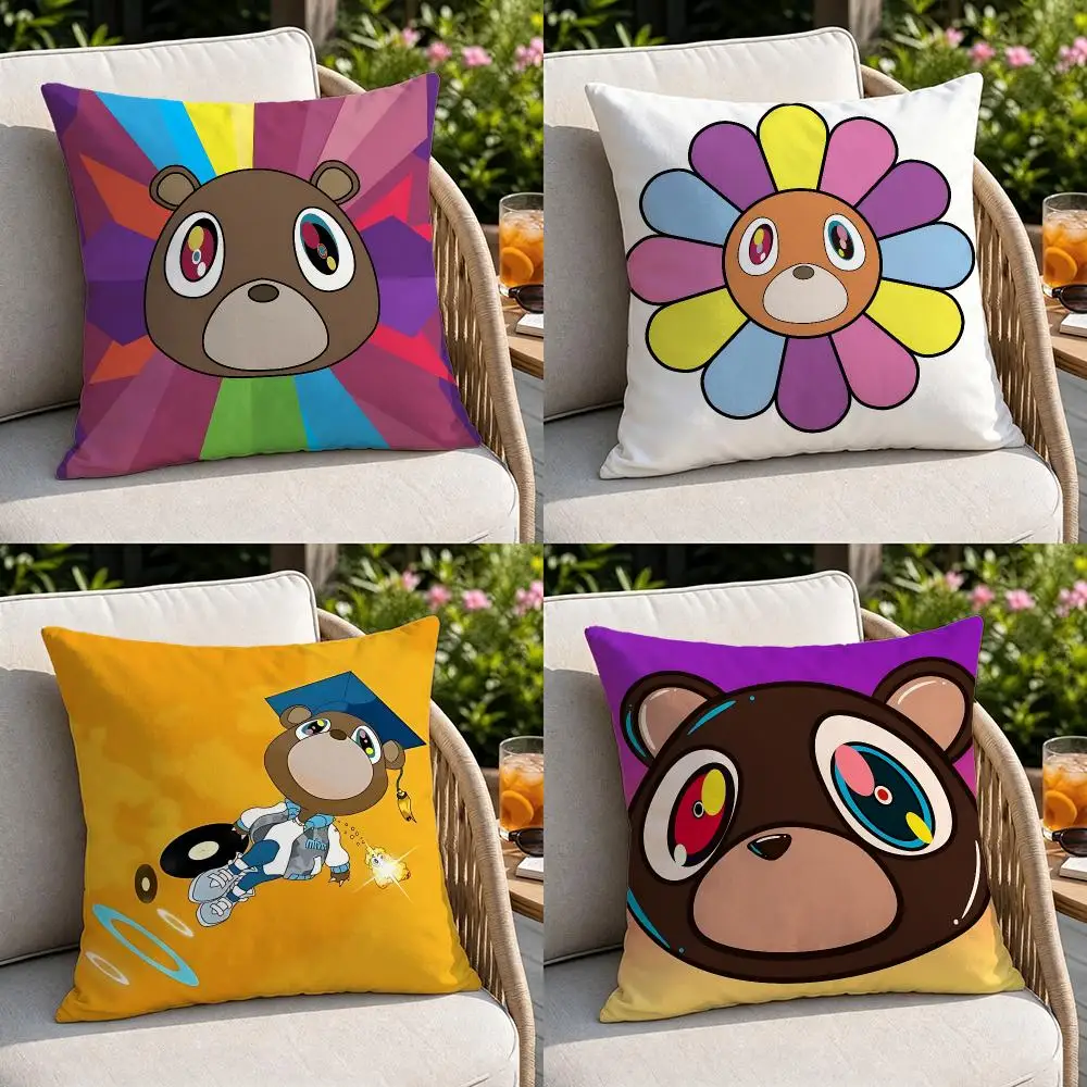 Graphic-Dropout BearS Cushion Cover Soft Square Throw Pillow Covers Set for Sofa Bedroom Car Home Decoration