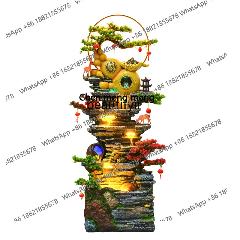 

Rockery flowing water ornaments gourds attract wealth office circulating water landing feng shui wheel opening gifts H