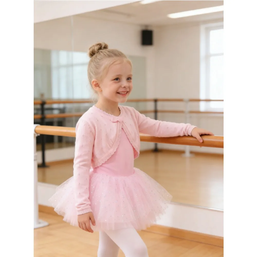 

Детский балетный свитер с кружевной вязкой, зимняя кофта с длинным рукавом для китайских танцев для девочек