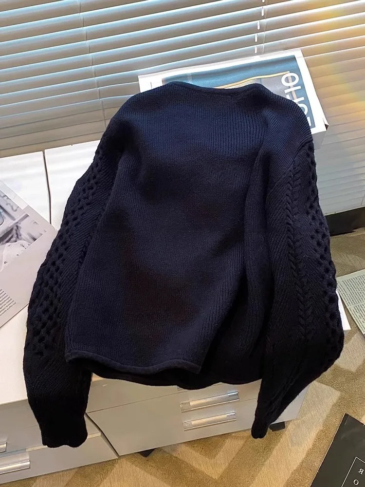 Bla тяжелый вязаный кардиган с вышивкой America Sle, универсальный крой 2024, осенне-зимняя женская верхняя одежда Faion Subway