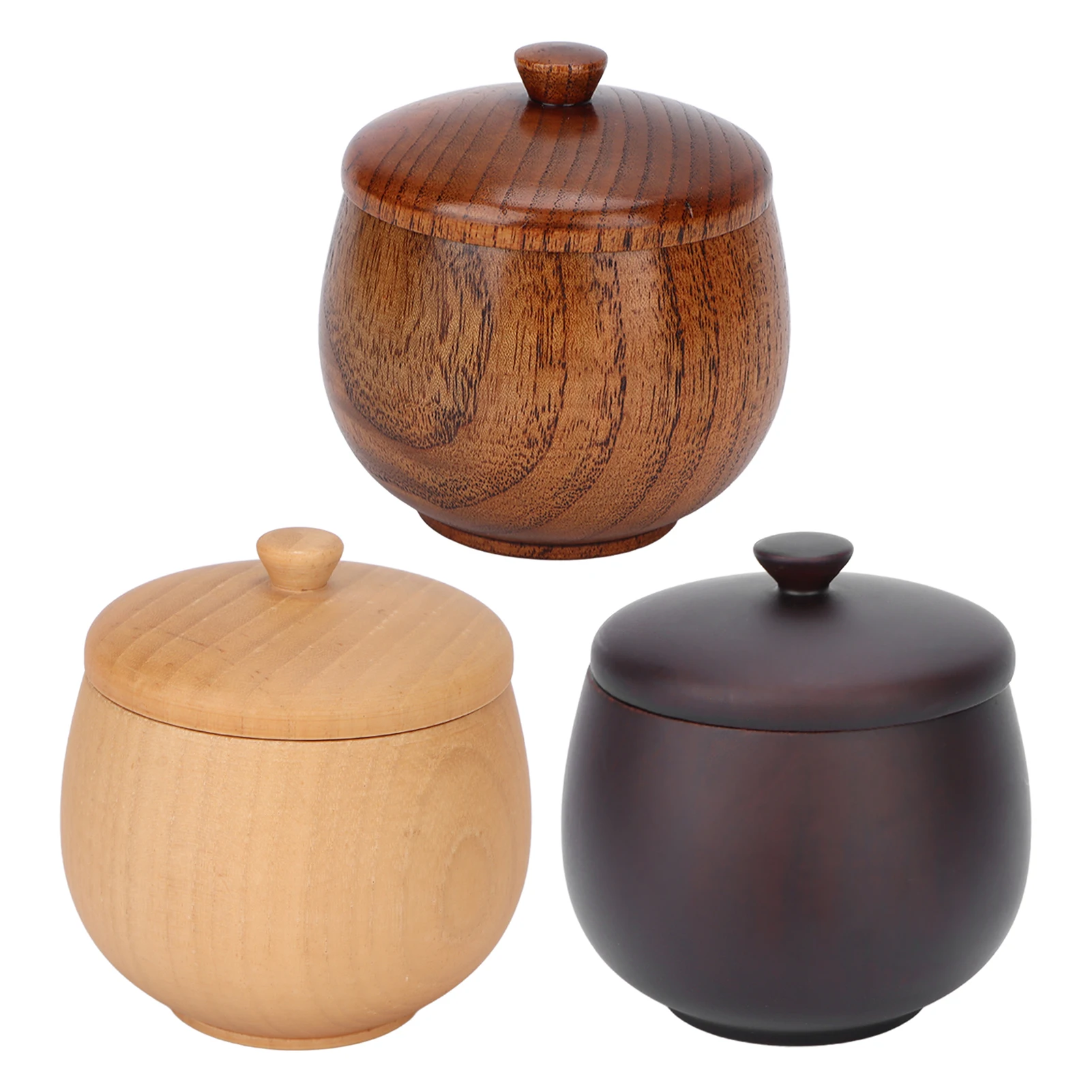 Wood Spice Jar Japanese   Top Safe Easy To Clean Seasoning Box Dustproof Sour Jujube Wood for Sauces