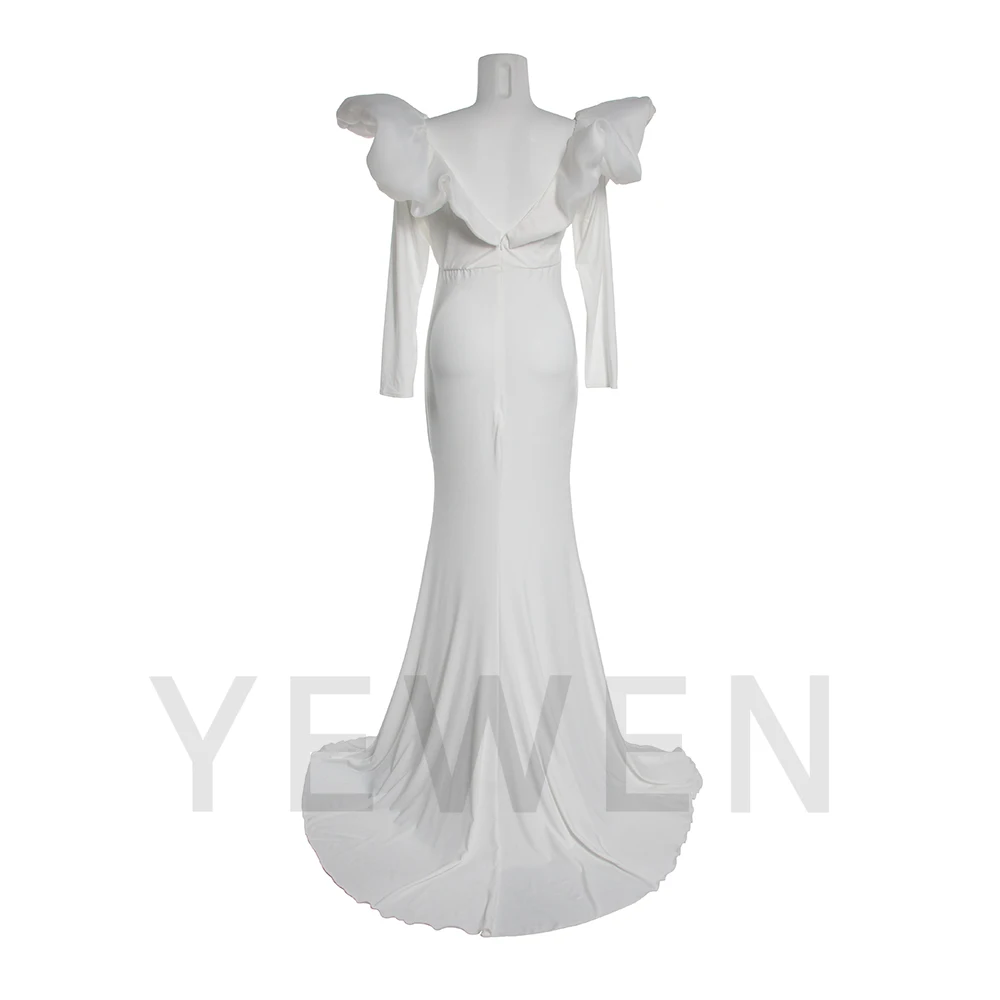 V Neck Maternity Photoshoot Dresses Long Sleeve Mermaid Photography Dresses for Baby Shower Pregnancy Photoshoot Outfit YW251002