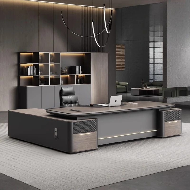 Boss Desk Luxury High-end Paint Desktop Large Desk Simple Modern Computer L Shaped Table Chair Manager Combination Furniture