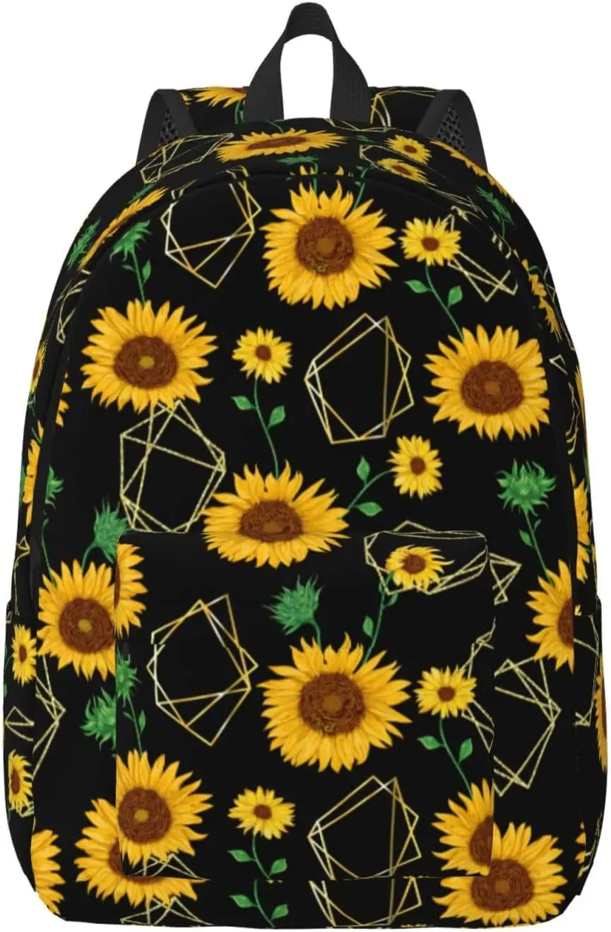 

Golden Sunflower Fashion Flower Backpack for Girls Boys Women Lightweight Canvas Bookbag Casual Daypack for Travel Outdoor