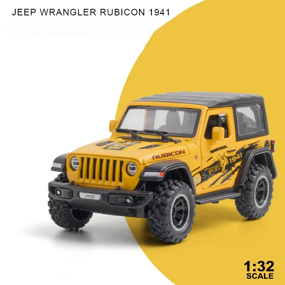 1:32 Jeeps Wrangler Rubicon Fuoristrada Modello in lega Auto giocattolo Fonde sotto pressione Colata di metallo Suono e luce Auto Giocattoli per bambini Veicolo