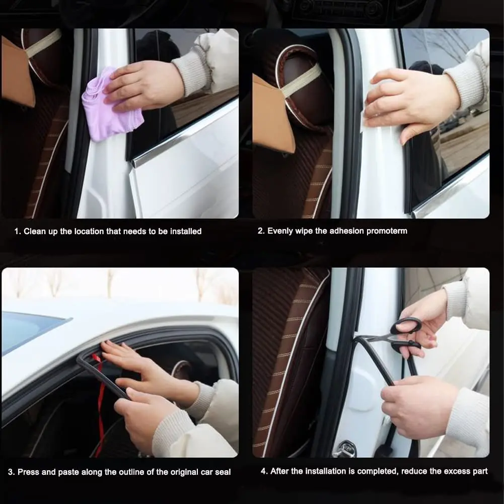 5/10M Car Door Rubber Seal Strips B Shape Double Layer Sealing Stickers Sound Insulation Sealing Auto Exterior Accessories