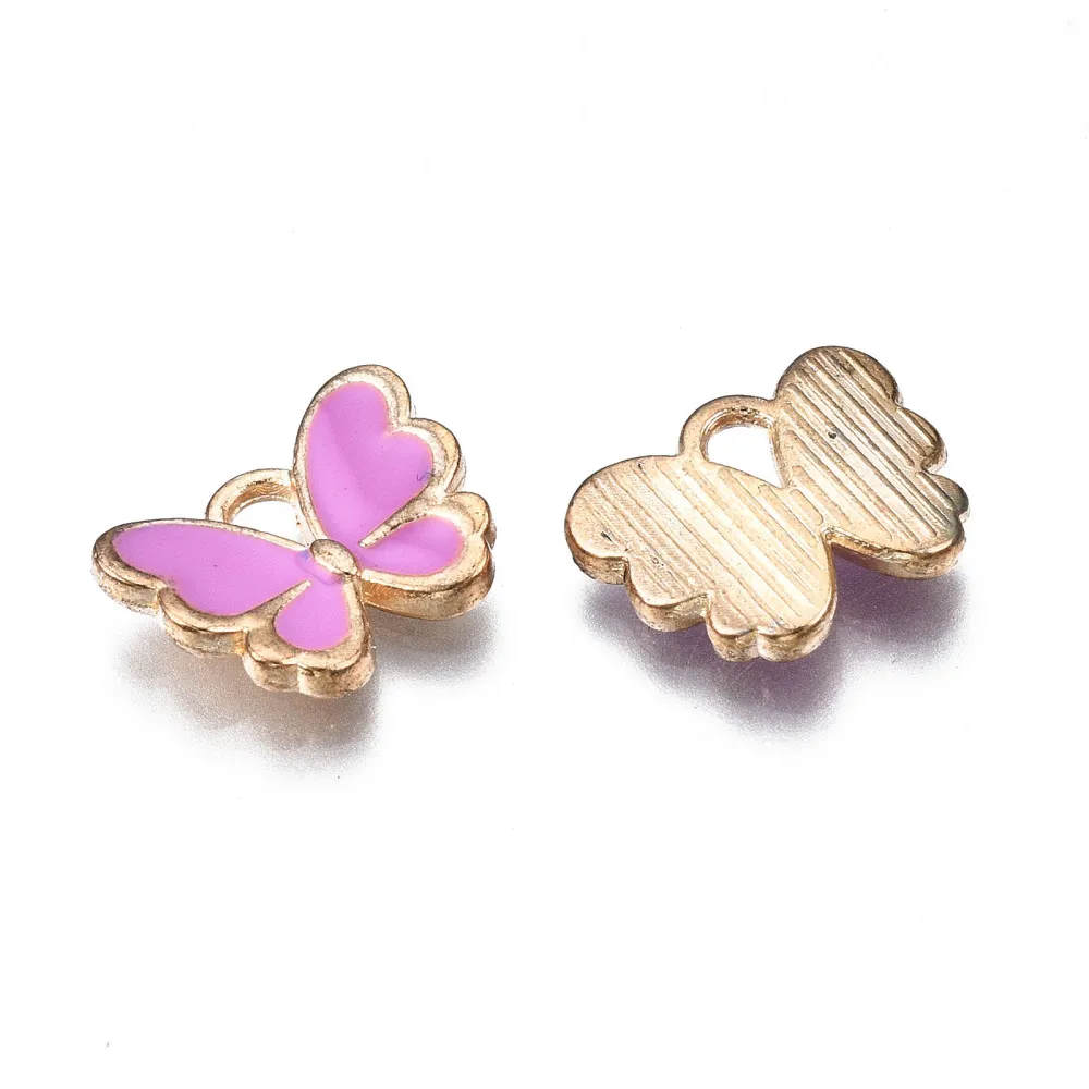 10Pcs Alloy Enamel Butterfly Charms Violet Butterfly Pendant Decoration Light Gold Pendant Charm for Women Birthday Festival