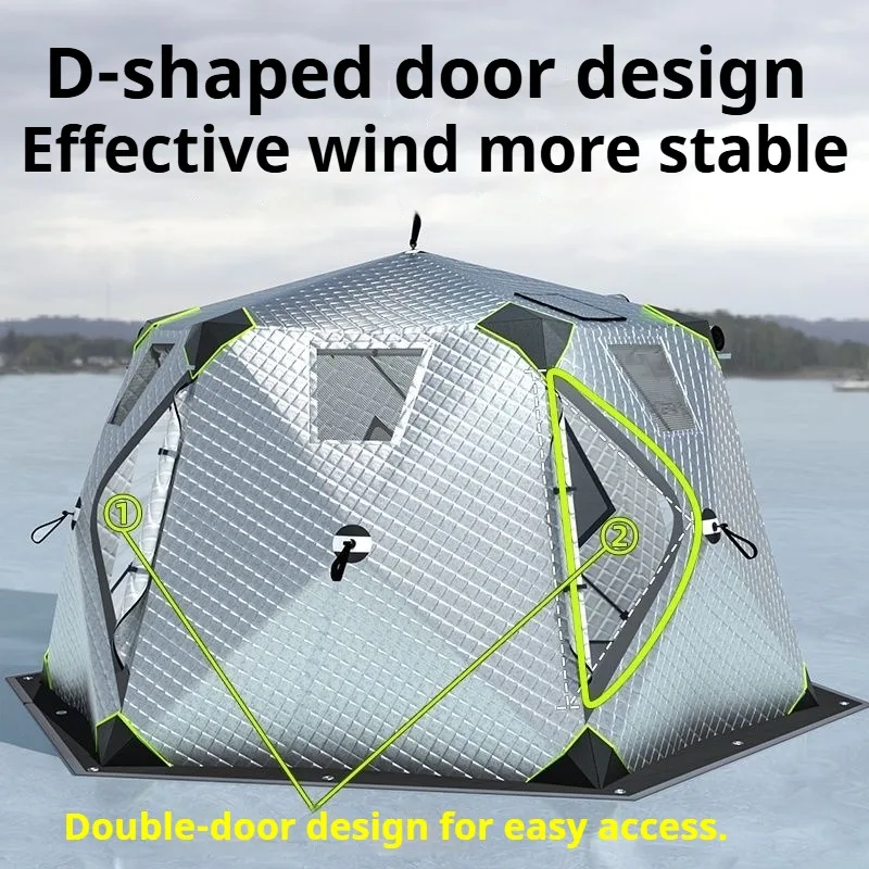Insulated Ice Fishing Tent Puncture-Resistant Winter Camping Shelter Waterproof Professional Cold Weather Camping Supplies