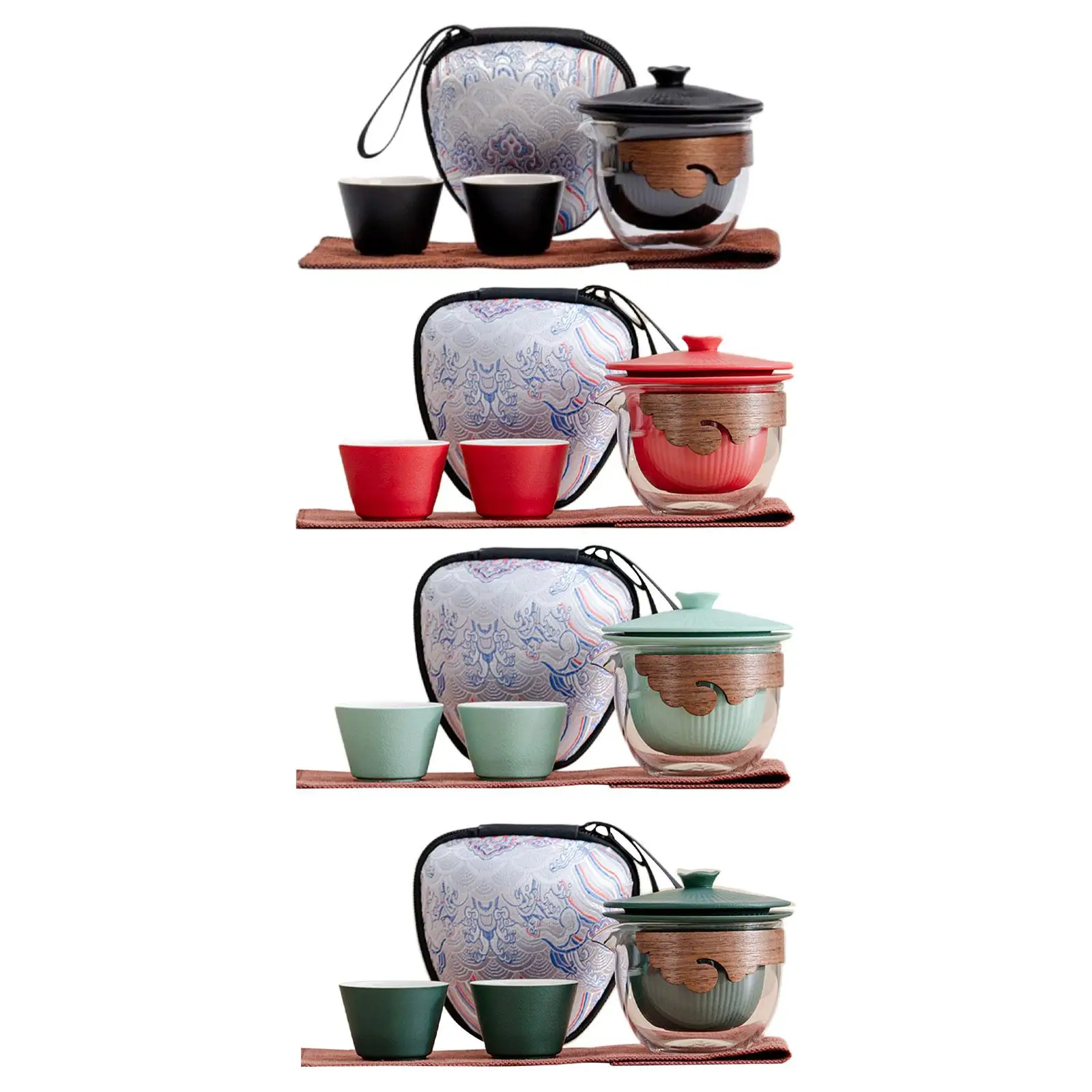 

Travel Tea Set Teapot and Cup Set with Portable Bag Glass Teapot Infuser Small