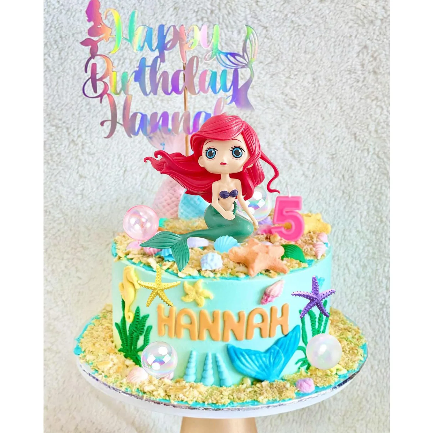 16 PCS Mermaid Cake Toppers for Mermaid Under the Sea Themed Birthday Wedding Baby Shower Party Decorations Supplies