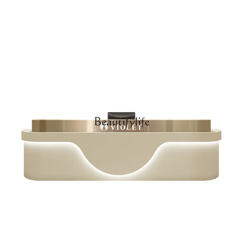 

Simple modern beauty salon checkout page stainless steel clothing store tide play barber shop front desk