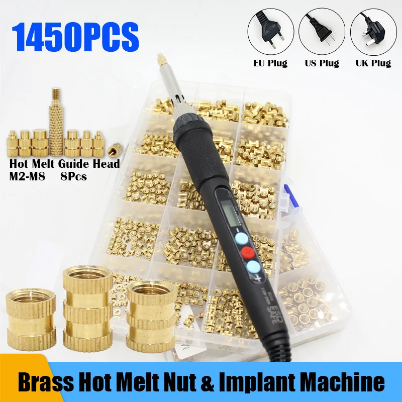 

Brass Insert Nut Soldering Iron M2 M3 M4 M5 M6 M8 Hot Melt Guide Head Knurled Copper Nuts Inserts Plastic 3D Printer Accessorie