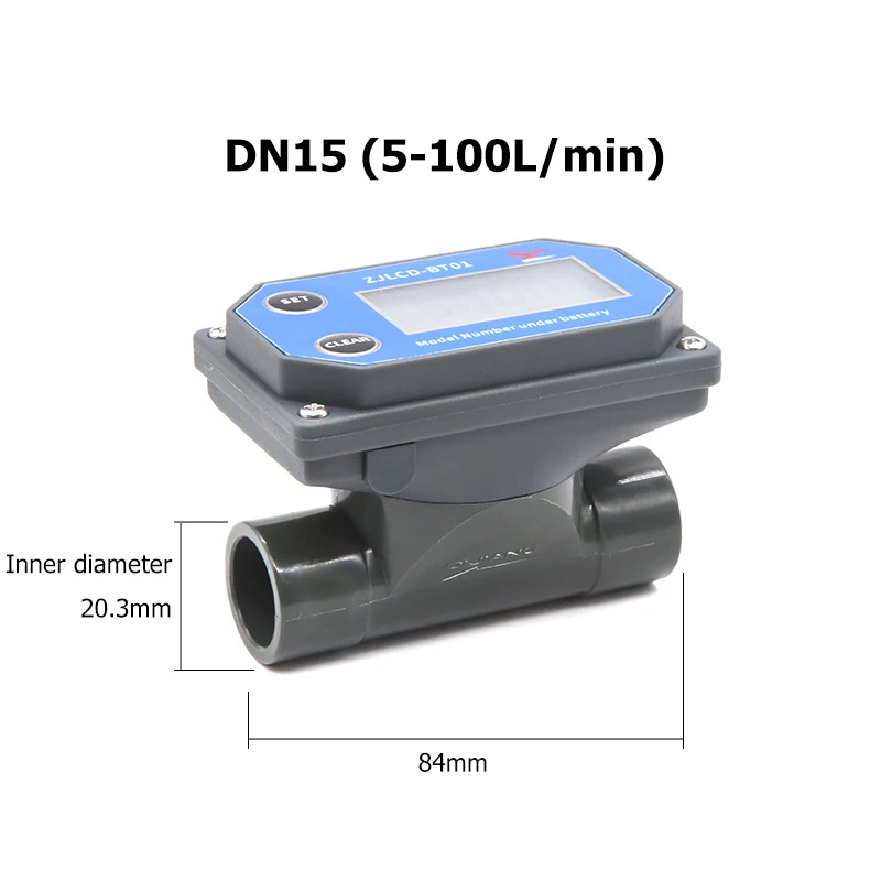 DN15-DN80 Digitale display-stroommeter Op batterijen werkende PVC-pijpleidingstroommeter met hoge precisie Waterstroomsensor voor landbouwirrigatie