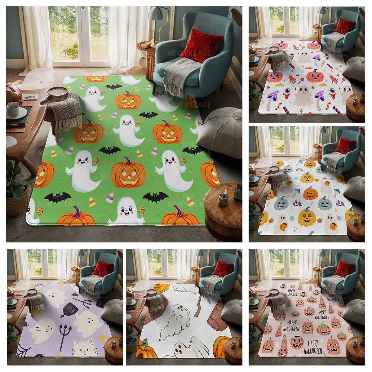 House entrance carpet Home door mat Living Room Bath Foot bathroom non-slip water absorption rugs bath Halloween Autumn Pumpkin