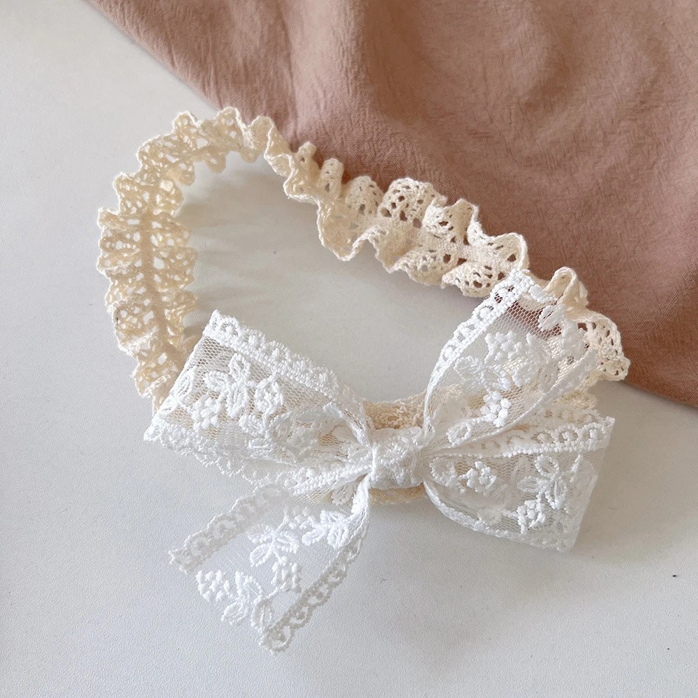 Witte Kant Elastische Haarbanden Hoofdbanden Voor Baby Meisje Schattige Kinderen Strik Haarband Mode Kids Hoofddeksels Baby Haar Accessoires