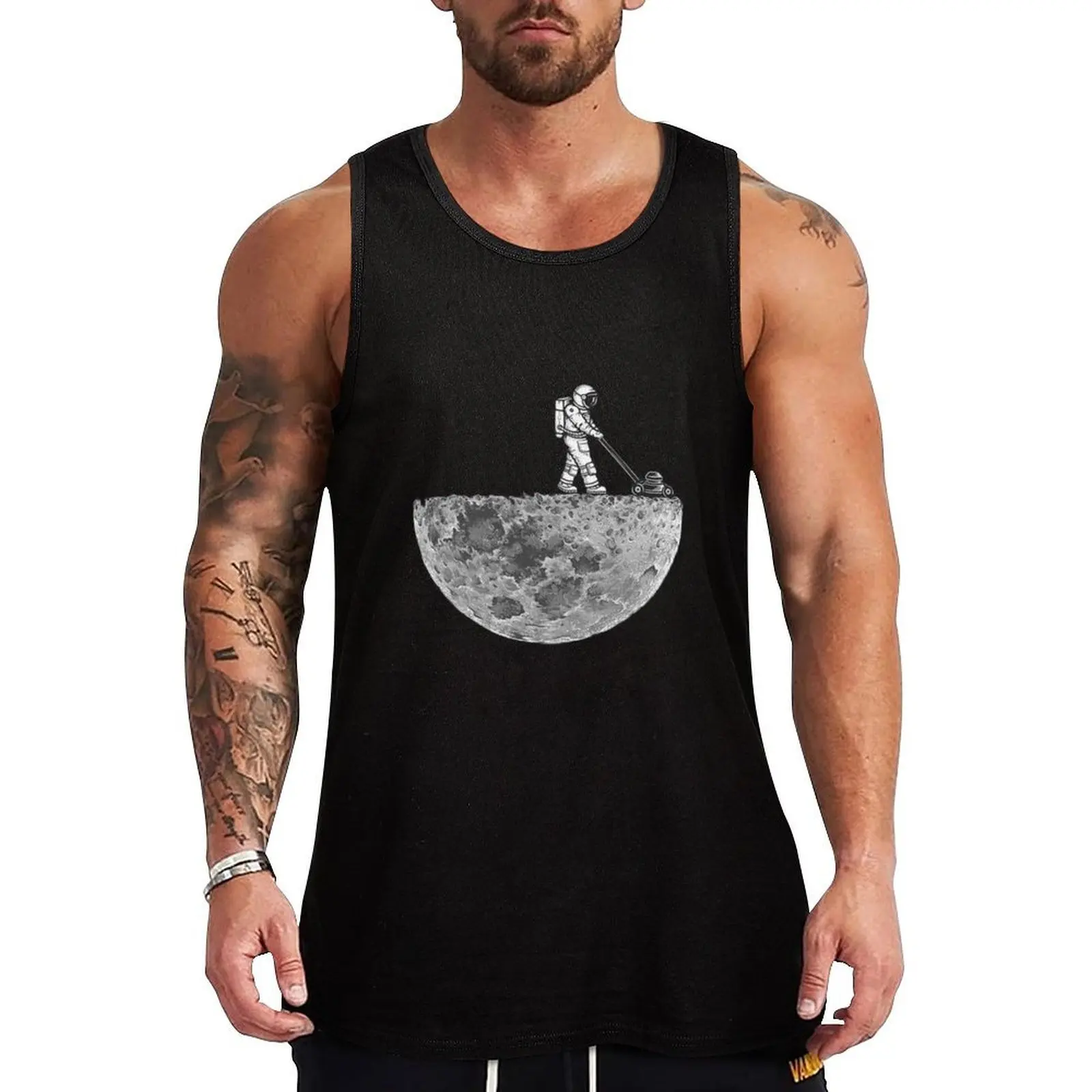 Man And The Moon Tank Top Plain Basic Tank Top Cotton Soft Sleeveless Tee