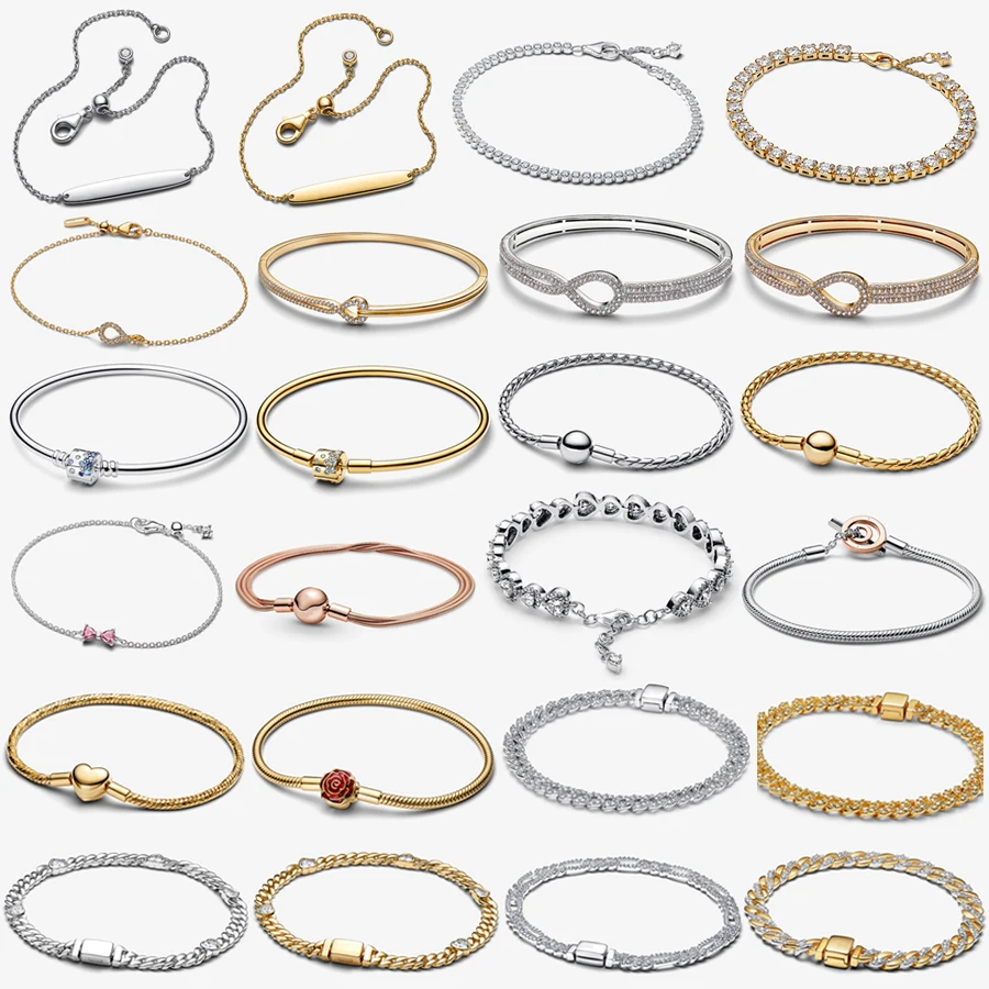 

2026 New 925 Silver Eternal Meteor Heart to Heart Rose ME Adjustable T-shaped Bracelet Festival Exquisite DIY Charm Jewelry Gift