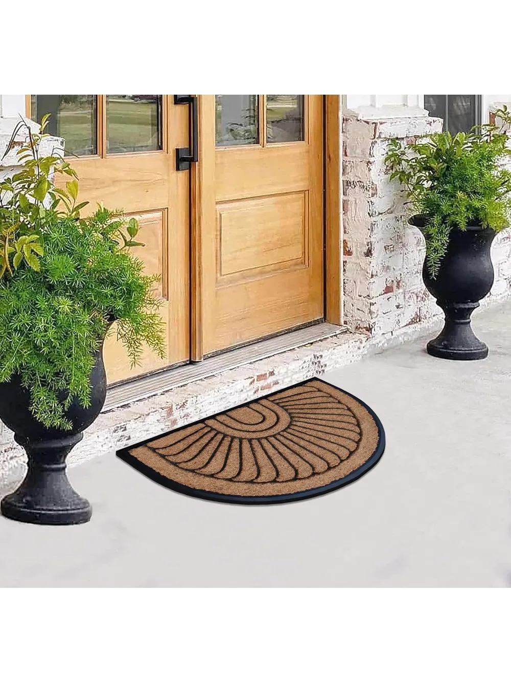 سجادة باب مطاطية من جوز الهند الطبيعي مقاس 24 × 36 شديدة التحمل منخفضة الكومة وسهلة التنظيف ومتينة للمدخل للاستخدام الداخلي في الهواء الطلق