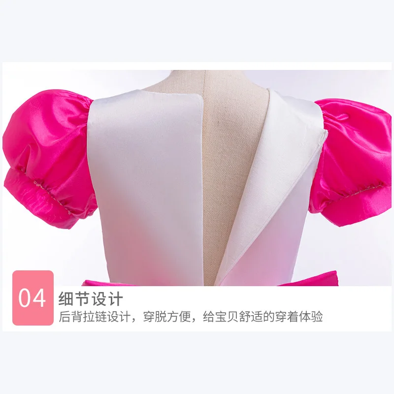 Girls Bowknot Dresses Children Mesh Puff Sleeve Gown Kids Cosplay Mesh Puffy Dresses New Girl Elegant Party Tulle Clothing