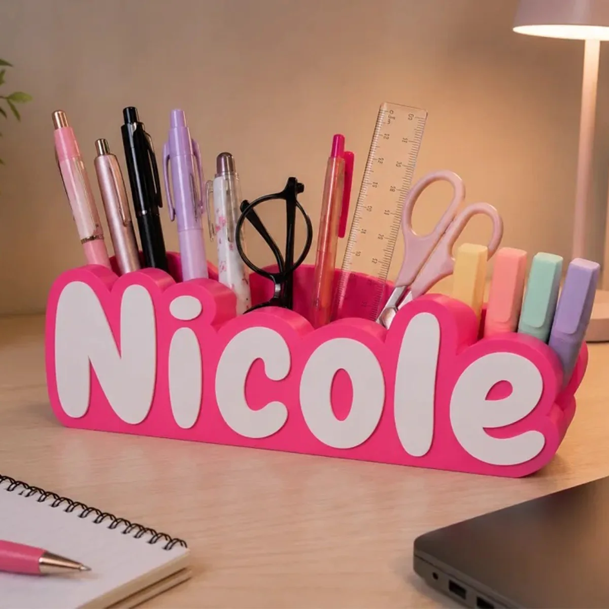 3D Printed Custom Name Pen Holder Multislot Desk Organizer Stationery Storage Caddy for Kids Office Desktop Back‑to‑School Gift