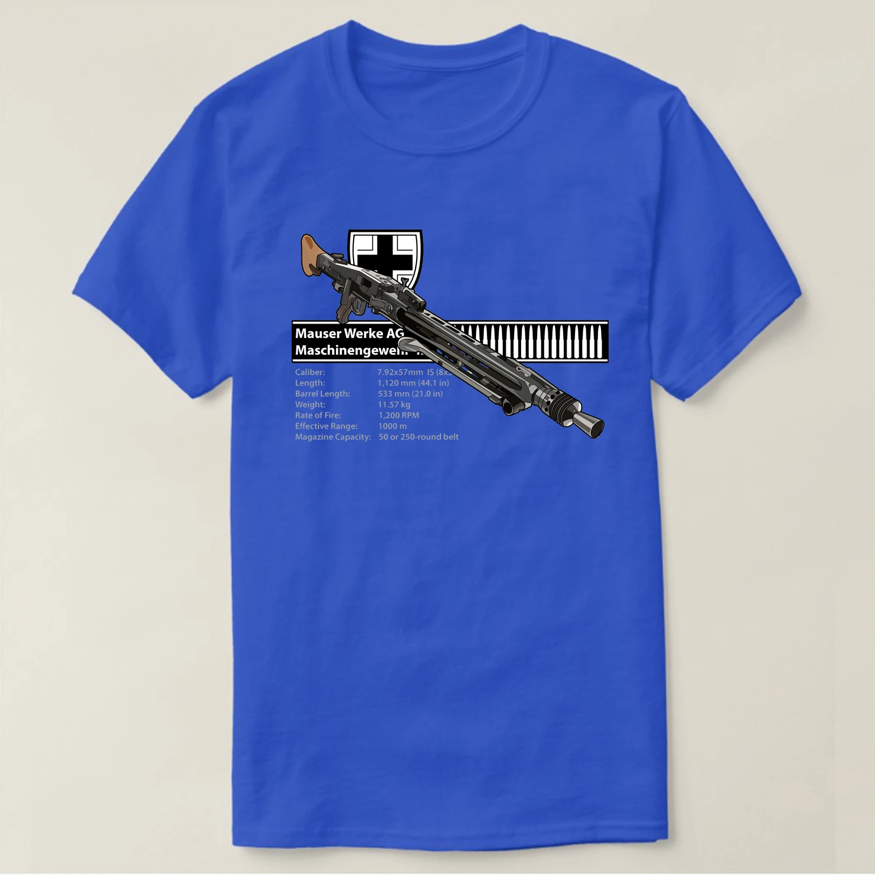 WWII German Weapon Wehrmacht MG42 Machine Gun T Shirt. Short Sleeve 100% Cotton Casual T-shirts Loose Top S-3XL