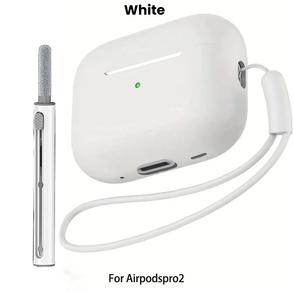حافظة لهاتف AirPods Pro 2 غطاء من السيليكون السائل لأجهزة AirPods Pro 2 2nd Pro2 2022 2023 حافظة مع قلم تنظيف الحبل Funda